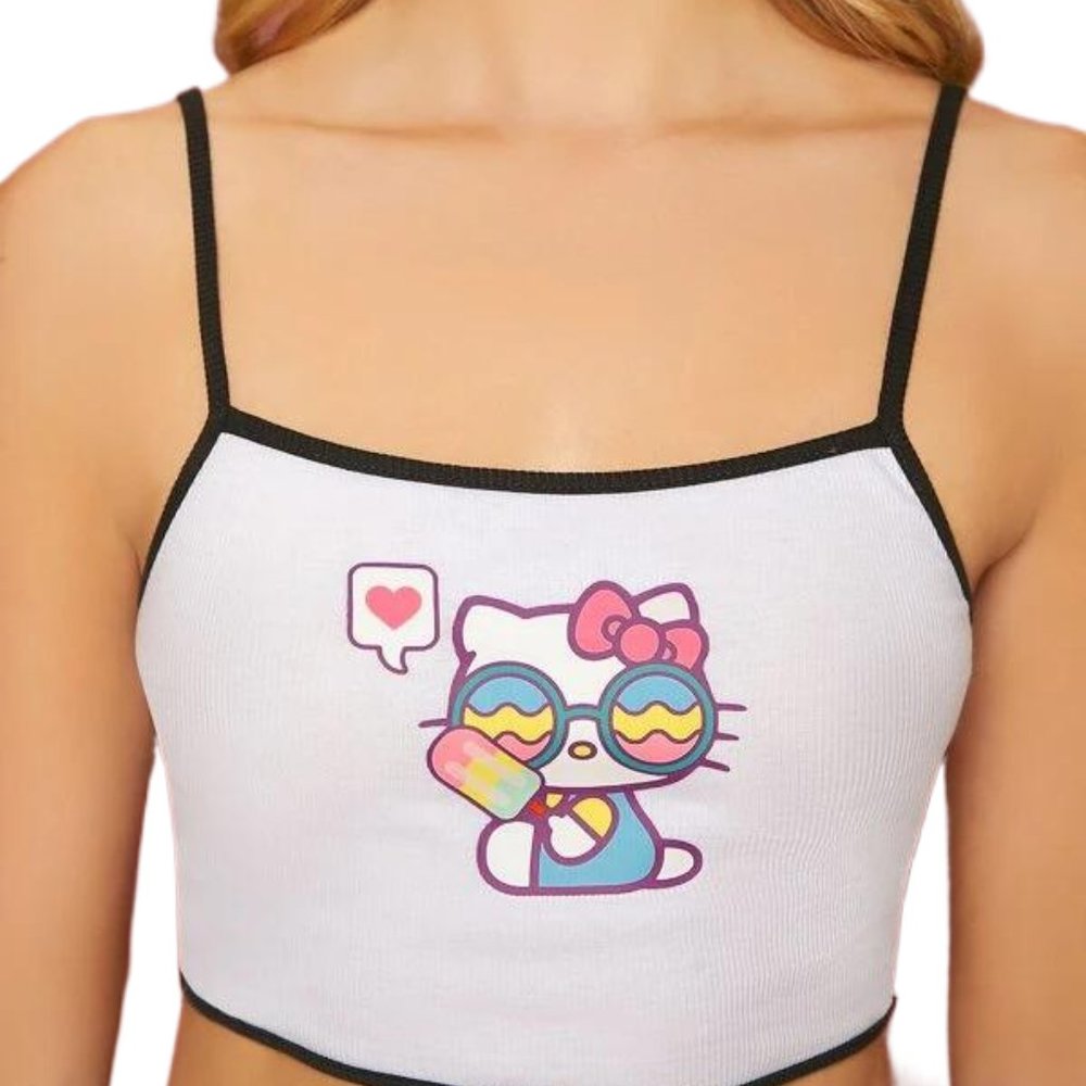 *SOLD* HELLO KITTY Heart Ice Cream Graphic Crop Cami Top, size M - Picture 3 of 3